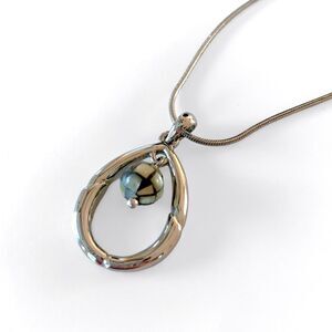 Lia Sophia MOP Silver Teardrop Pendant Necklace